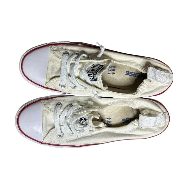 Converse Chuck Taylor All Star Slip-On Low Top White Red Women’s Size 9 - Picture 8 of 9